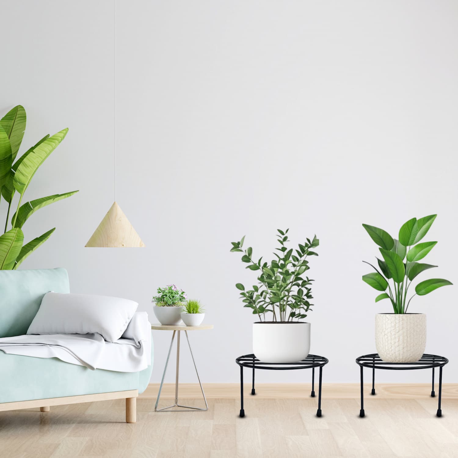 Modern Black Flower Pot Holder for Home, Balcony & Garden