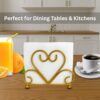 Modern Tissue Paper Napkin Holder Stylish Gold Black Napkin Stand for Kitchen, Dining & Office