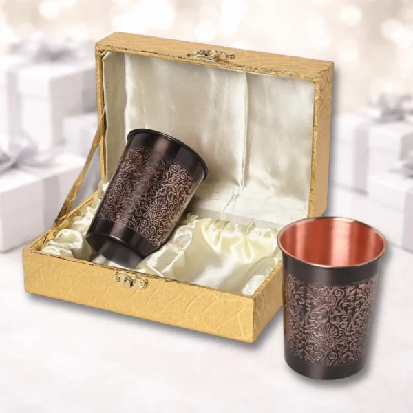 Black Antique Copper Water Glass Set of 2 with Gold Gift Box
