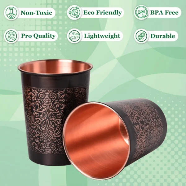 Black Antique Copper Water Glass Set of 2 with Gold Gift Box