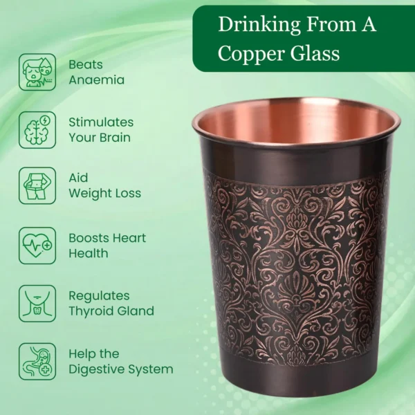 Black Antique Copper Water Glass Set of 2 with Gold Gift Box