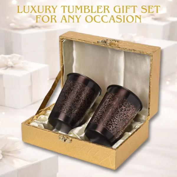 Black Antique Copper Water Glass Set of 2 with Gold Gift Box