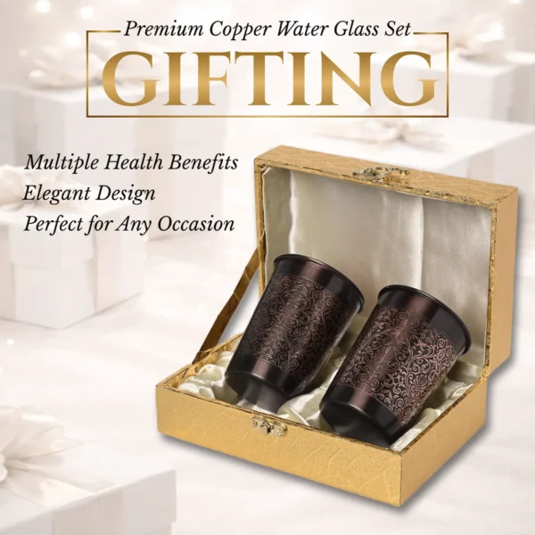 Black Antique Copper Water Glass Set of 2 with Gold Gift Box