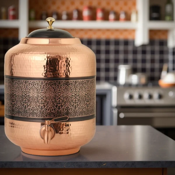 Black Etching Design Copper Water Dispenser