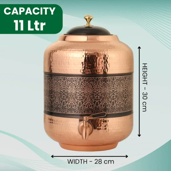 Black Etching Design Copper Water Dispenser