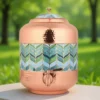Pure Copper Water Dispenser 11 Litre Hammered Design | Modern Enamel Printed Copper Matka with Tap