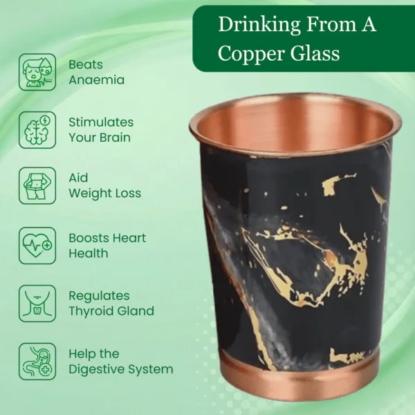Printed Copper Water Glass Set of 2 with Gift Box