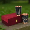 Black Printed Copper Water Glass Set of 2 with Gift Box | 250 ML Each, First Choice for Gifting
