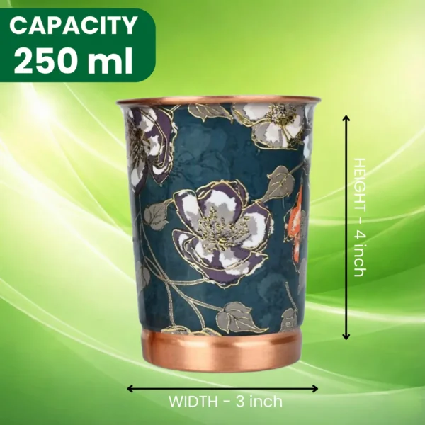 Printed Copper Water Glass Set of 2 with Luxury Red Gift Box