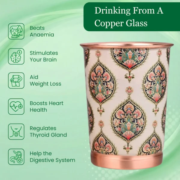 Pure Copper Water Glass Set of 2 with Premium Red Gift Box