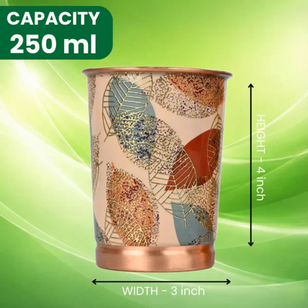Yellow Gold Leaf Design Copper Water Glass Set of 2 with Elegant Gift Box