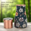1 Litre Printed Pure Copper Bedroom Water Bottle with Inbuilt Glass