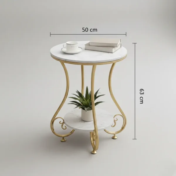 2‑Tier Round Side Table with Gold Metal Frame 1 2‑Tier Round Side Table with Gold Metal Frame