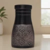 Black Antique Glossy Finish Pure Copper Water Bottle Jar with Inbuilt Glass 1 Litre Capacity