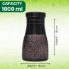 Black Antique Glossy Finish Pure Copper Water Bottle Jar with Inbuilt Glass 1 Litre Capacity