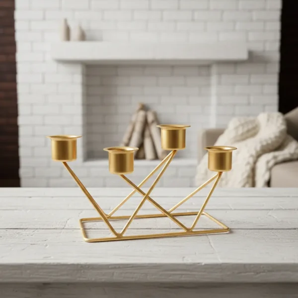 Golden 4 Taper Candle Holder Stand