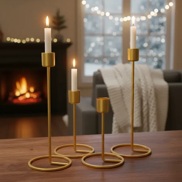 Golden Curve Taper Candle Holder