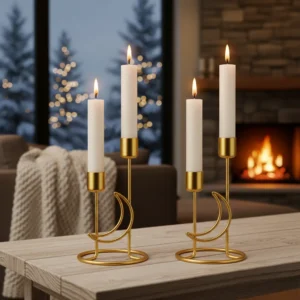 Golden Metal Candle Stands for Wedding & Party Décor