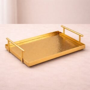 Hammered Rectangular Gold Serving Tray