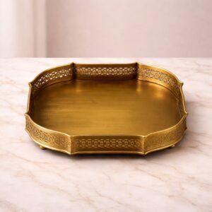 Handcrafted Brass & Steel Square Serving & Decorative Tray