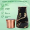 Printed Pure Copper Bedside Water Bottle with Inbuilt Glass 1 Litre Capacity