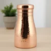 Pure Copper Bedroom Water Bottle/Jar with Inbuilt Glass | 1 Litre Hammered Finish Bedside Copper Jar