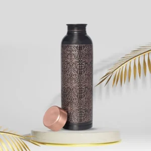 1 Litre Premium Copper Water Bottle with Antique Carved Design