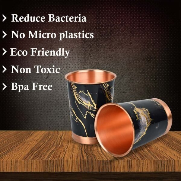 Premium-Copper-Glass-Set-of-2-Black-Gold-Finish-with-Elegant-Red-Gift-Box-Pack-250-ML Copper Black Printed Design Water Glass 250ML Set of 6