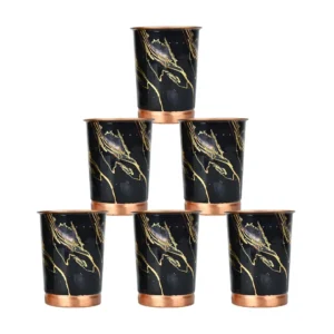 Copper Black Printed Design Water Glass 250ML Set of 6
