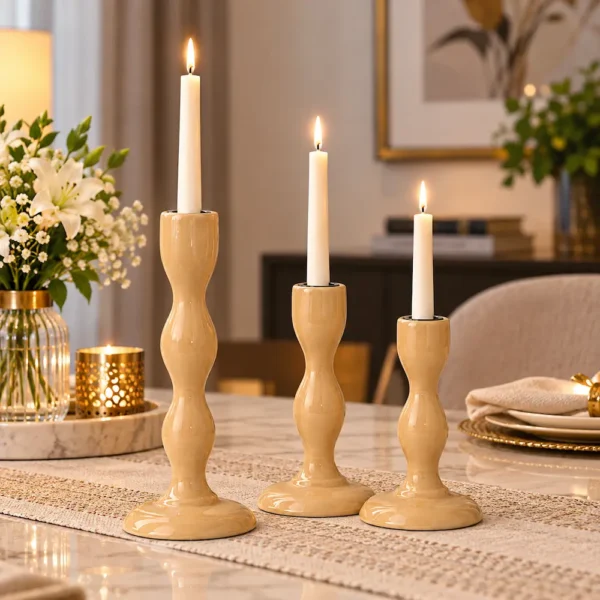 Beige Candle Holder for Home Décor