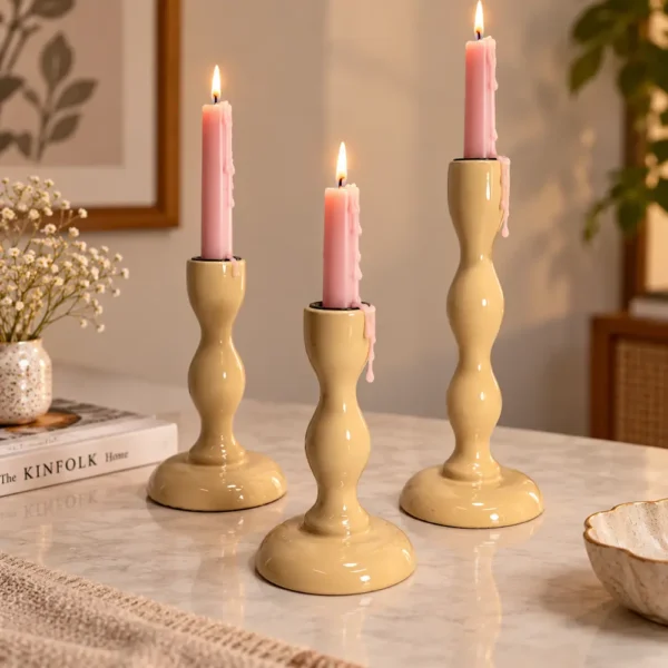 Beige Candle Holder for Home Décor