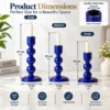Blue Enameled Mango Wood Candle Holder