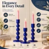 Blue Enameled Mango Wood Candle Holder