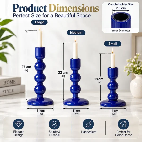 Blue Enameled Mango Wood Candle Holder