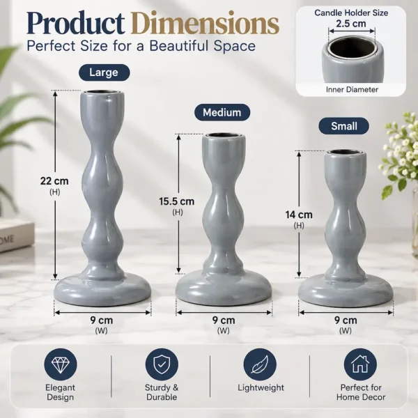 Grey Candle Holder for Home Décor