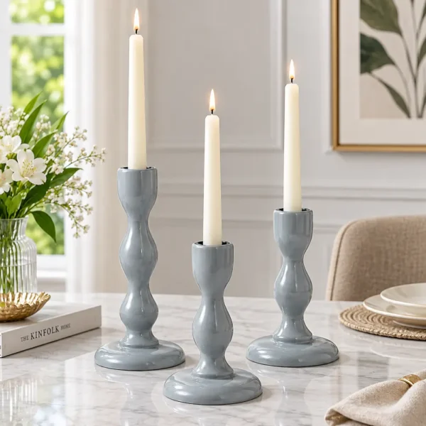 Grey Candle Holder for Home Décor