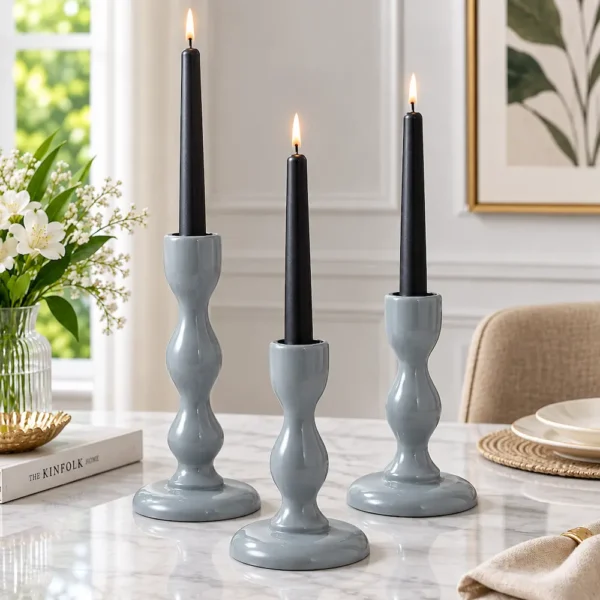 Grey Candle Holder for Home Décor